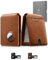 VULKIT Portefeuille AirTag Homme Ultra-Fin 1.5cm - Cuir Véritable Anti-RFID - 4 Compartiments + Fenêtre ID - Poche Avant Anti-Perte pour Quotidien & Voyage, Marron