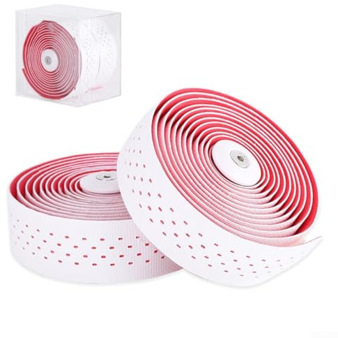 Stoßabsorbierendes Lenkerband für Rennräder, leichtes und Silikon-EVA-Material (weiß + rot)