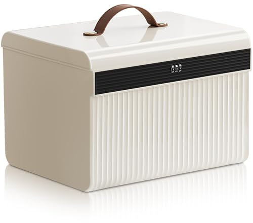 Lockable Medicine Box, 2-Layer Locking Medicine Storage Box 7.1×8.3×11 in Storage Container with Code Large Fridge Storage Box with Built in Removable Tray for Medicine, Food, Office Documents Safety