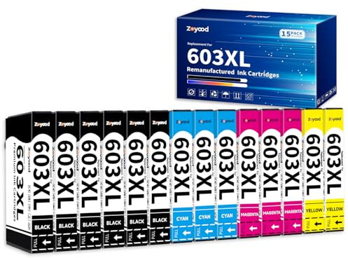 Zoyood 603XL Druckerpatronen Kompatibel für Epson 603 XL Patronen für Epson Expression Home XP-2100 XP-2105 XP-3100 XP-3105 XP-4100 XP-4155 Workforce WF-2810 WF-2830 WF-2835 WF-2850 (15er-Pack)