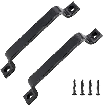 gvivej Scheunentor Griff, 2 Stück Schiebetür Griff, Schiebetür Handgriff, Scheunentorgriff, Massiver Stahl Türgriff mit Schrauben, Scheune Türgriffe für Eine Holztür (Schwarz)