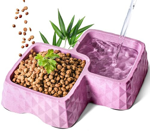 ne&no® Gamelle double en bambou antidérapante pour chats et petits chiens - Jusqu'à 400 g de nourriture + 350 ml d'eau - Gamelle pour chat - Gamelle en bambou - Gamelle pour chat