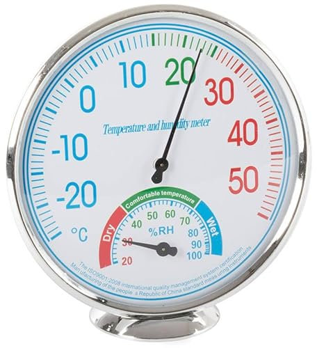 Luftfeuchtigkeitsmesser & Raumthermometer Innen – Analog Hygrometer 13 cm ohne Batterie | Präzises Thermo-Hygrometer zur Temperatur- & Luftfeuchtigkeitsmessung für Wohnzimmer, Büro & Zuhause