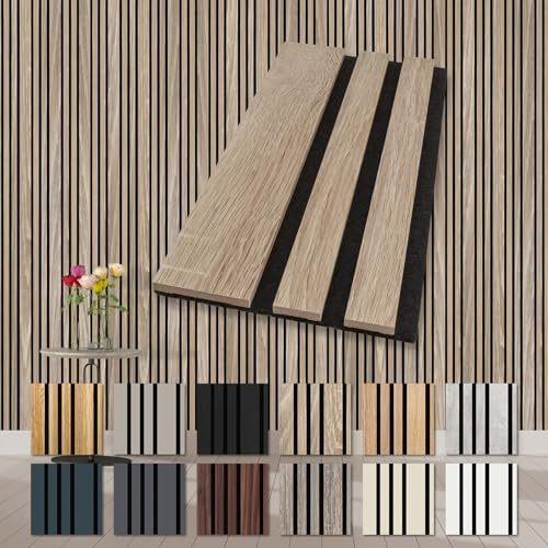 HEXIM Akustikpaneele Holz Musterstück Mila - flexible Wandpaneele Wanddeko Holzpaneele Wand Kombipaneel Wandverkleidung innen Schalldämmung Akustikfilz braun Sonoma Oak