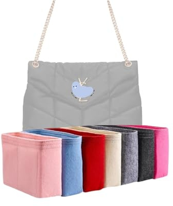 Xoppia Taschen-Organizer, kompatibel mit YSL LouLou Puffer Kleine Tasche Filzeinsatz Liner für Frauen Handtasche (Beige, Stil A: Belichtung)