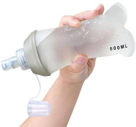 Gourde Souple, Flasque Running 500ml, Bouteille Pliable En Silicone Pour L'alpinisme, Le Vélo, Randonnée, Course à Pied, Trail, Température Recommandée 0-40 ? (Ne Peut Pas Mettre D'eau Bouillante)