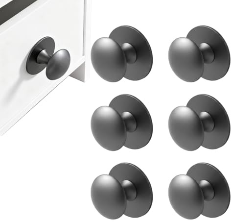 6 Stück Selbstklebende Schrankknöpfe, Edelstahl-Schubladengriffe, Schwarze Möbelgriffe, Bohrfreie Türgriffe für Spiegelschränke Fenster Kleiderschränke Schubladen Glastüren und Duschkabinentüren