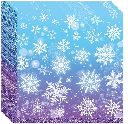 Koboko 20 Stück Servietten Weihnachten Blau, Schneeflocken Weihnachtsservietten 33x33 cm, Weihnachts Servietten Wintermotiv Tischdeko, Papierservietten Weihnachten,Christmas Napkins Party & Tischdeko