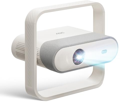 AOC Smart Projector Native 1080P 4K Support,15000 Lumens, Android 13,WiFi6,Auto Focus & Keystone On-the-Go Outdoor Projector,360° Rotatable Projectors with Built-in Apps & Stereo