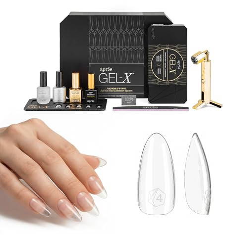 Aprés Gel-X® Nail Extension Starter Kit (Sculpted Almond Medium) | Professional Kit, 14 Sizes with Half Sizes, Soft Gel-X Tips, HEMA/TPO-Free System for Sensitive Nails