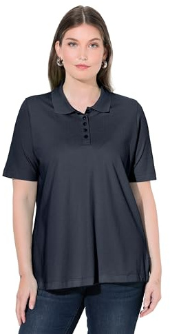 Ulla Popken Damen Poloshirt, Längere Knopfleiste, Polokragen, Halbarm T-Shirt (1er Pack)