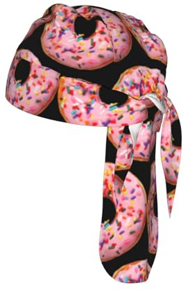 Strawberry Donut Printed Breathable Cycling Cap, Moisture Wicking Headwrap Do Rag, for Tactical Paintball Use