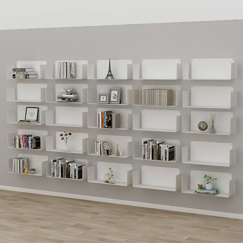 JSWHYBD Set aus 6 schwebenden Metallregalen, wandmontierten Präsentationsregalen, geeignet für die Präsentation von Dekorationsstücken, Sammlerstücken, Antiquitäten und Bücher White 80cm