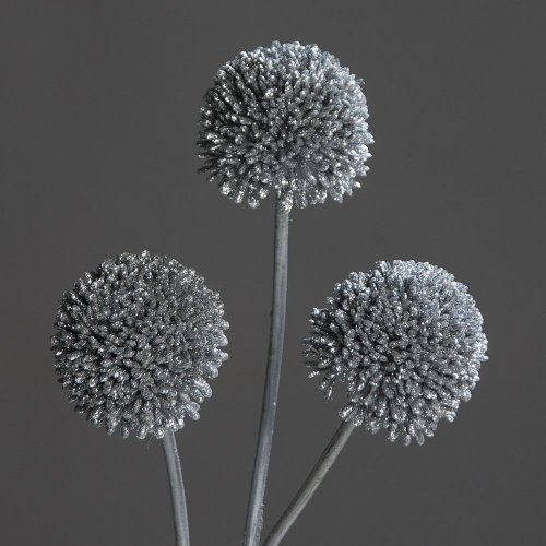 Allium Zwiebel Lauch Zwiebelblüte Bündel Kunstpflanze Kunstblume, silber, 43 cm