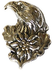 Breiter Hutanstecker Hutabzeichen Hutschmuck Anstecker – Adler mit Edelweiß 3,3 x 2,5 cm Trachtenpin Brosche