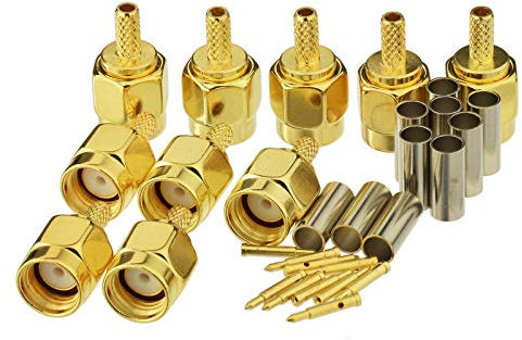 Eightwood SMA Crimp Set Buchse Stecker Koaxial Einbau 10Pcs für RG316 RG174 RG188 LMR100 Low Loss Koaxialkabel Pigtail WiFi WLAN 4G Antenne