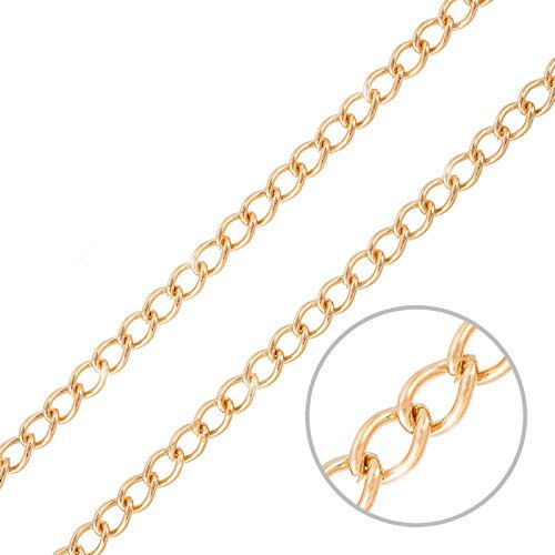 5 x 7 mm Panzerkette Kette Draht Rose Vergoldet links – 1 Meter