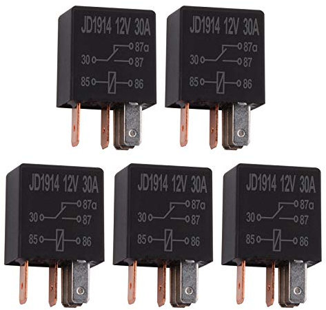 Ehdis 5 Pièces Relais 12V 30A 5 Broches, SPDT Multi-Purpose Relay Heavy Duty Relais Standard 5 Pin 12VDC, Relais Voiture