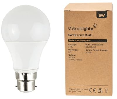 MiniSun | High Power 6W LED BC B22 SMD GLS Energy Saving Long Life Bulbs | LED Bulbs, Home Décor & Improvement Essential | Pack of 10 | Includes Bulb [3000K Warm White]