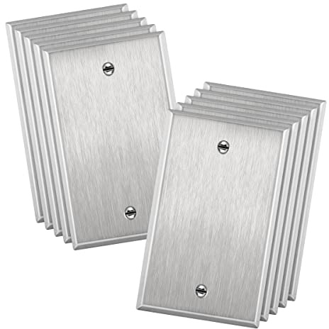 enerlites blanko Edelstahl-, Standard Größe 1-Gang Stainless Steel 10 Pack silber