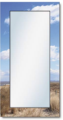 ARTLAND Wandspiegel Ganzkörperspiegel mit Holz Deko Rahmen 60x120 cm Spiegel zum Aufhängen Strand Küste Meer Himmel Gräser Nordsee Sylt T9ML