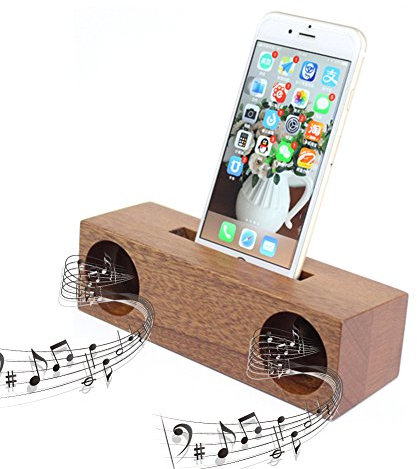 BETTERLE Amplificatore audio in legno, supporto per cellulare in legno naturale con amplificatore sonoro altoparlante fatto a mano in legno arte artigianale smartphone Stander Charge dock (Style-03)