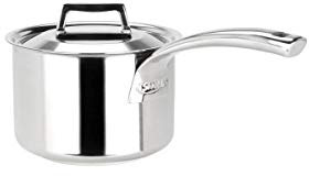 Sitram 711662 Casserole Acier Inoxydable qualité Professionnelle SAINT GERMAIN Ø16 cm / 2 L - Fabriquée en FRANCE - tous feux dont induction - Couvercle et Manche en inox, Argent