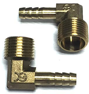 VEDA 2pecs 90-Grad-Winkel, 8 mm auf 1/2 Zoll BSP-Gewinde, massives Messing, Schlauchendstück, Widerhaken auf BSP-Außengewinde, Teich-/Pool-/Schlauch-Adapter