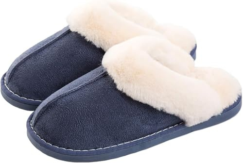Zapatillas de Estar por Mujer Hombre Pantuflas Invierno Cálidas | Peludas suave forro,espuma de memoria,Antideslizantes,Confortables,aptas para interior y exterior.