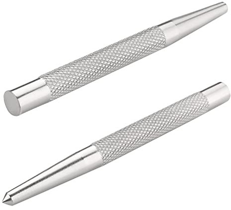 Utoolmart Lot de 3 poinçons de centrage moletés chromés avec tige ronde et pointe conique