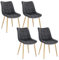 EUGAD 4X Esszimmerstühle 4er Set Küchenstuhl Polsterstuhl Wohnzimmerstuhl Sessel mit Rückenlehne, Samt Sitzfläche, Gold Beine, 0671BY-4, Grau