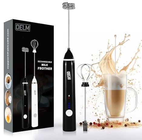 Elektrischer Milchaufschäumer Kaffeeschäumer Wiederaufladbar Getränkemixer Handaufschäumer Mixer Küchenhelfer Handmixer Elektrischer Mixer USB Wiederaufladbar Bulletproof(Schwarz)