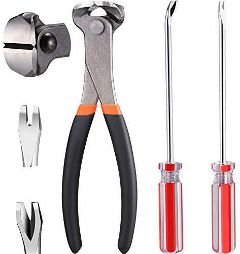 3 Packs Nail Puller Nail Remover Tool Nippers Tack Puller End Cutting Pliers Set 7 Inch Nail Nippers Pliers with 6 Inch Bendable U Tip, V Tip Tack Puller to Remove Nails Jewelry Wire Cutter