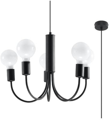 SOLLUX lighting Pendelleuchte PICCOLO 5 schwarz L: 0, B: 46, H: 120, Fassung E27, dimmbar