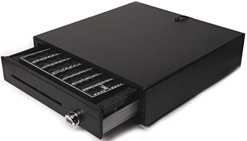 BLITZKASSE Kassenlade mit Münzbrett und ZAHLENSCHLOSS iQCash410MB RJ11 41x41x10cm Geldkassette Kassenschublade Geldlade Zählbrett Schwarz Metall Elektronisches Kombinationsschloss Tragbar