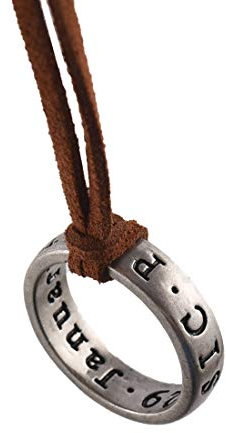 Uncharted 4 Nathan Drake Ring Necklace Engraved Pendant with Adjustable Leather Chain Handmade Jewelry Unisex Cosplay Game Fans Gift