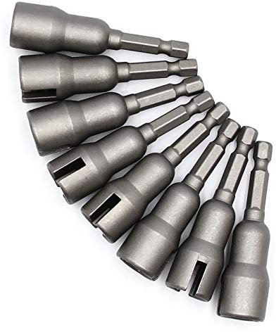 8 x Flügelmutter-Schraubendreher, Schlitz-Flügelmutter-Bohrer, Steckschlüssel-Werkzeug, 1/4-Zoll-Sechskantschaft für Panelmuttern, Schrauben, Auge Q-Hanger C-Haken-Schraube
