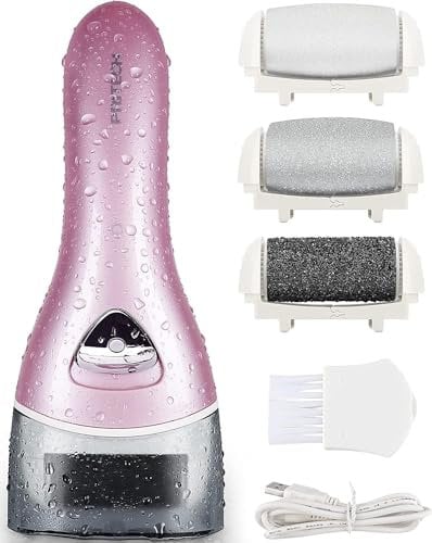 Electric Feet Callus Removers Rechargeable,Portable Electronic Foot File Pedicure Tools, Electric Callus Remover Kit,Professional Pedi Feet Care Perfect for Dead,Hard Cracked Dry Skin(Pink)