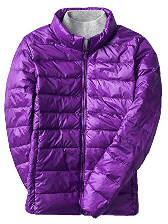 WSLCN Piumino da donna in piumino d'anatra leggero trapuntato con colletto alla coreana, Viola, X-Small
