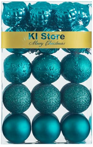 30 pezzi Palline di Natale 6cm verde azzurro scuro genziana perlato plastica Albero di Natale Ornamenti di Decorazione Palle per Natale Decorazioni Natalizie