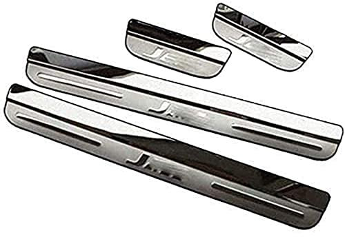 4 pcs Car Door Sill Protector Strips for Hon-da Jazz 2008 2009 2010 2011 2012 2013 2014 2015 2016 2017, Stainless Steel Auto Threshold Kick Plates Pedal Car Body Styling Decoration Accessory