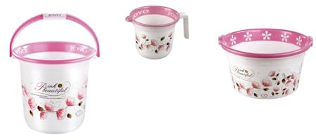 JOYO 3Pcs Bucket set Includes: Jug1.1L / Bucket 18L / Tub (Pink)