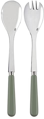 SABRE PARIS - Salatbesteck, 2-teilig 26 cm - Pop - Edelstahl & Acryl - Spülmaschinenfest - Spargelgrün