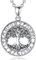 925 Silber Anhänger Lebensbaum Yggdrasil im Runenkreis mit Edelstahl Kette und Schmuckbeutel I Weltenbaum Baum des Lebens Wikinger