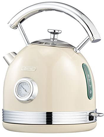 Wiltal Bollitore elettrico in stile retrò, in acciaio inox, 2200 W, 1,8 litri, ideale per tè, caffè, alimenti per bambini, senza BPA..