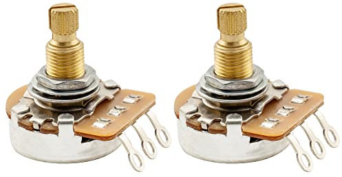 Musiclily Pro HD B1M Full Brass Metric Coarse 18-Spline Split Shaft Pots Linear Taper Potentiometers for Electric Guitar Bass (Set of 2)
