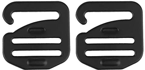 WarmHeartting 2 x schwere Metall-G-Haken-Flachstahl-Schnallen zum Aufhängen für I-Zoll-Gurtband, Jagdweste und taktisches Gürtelzubehör, schwarz