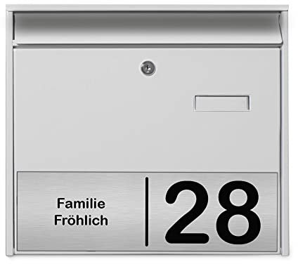 banjado® Burg-Wächter® Briefkasten weiß mit graviertem Namen/personalisierter Briefkasten 32x36x10cm / Postkasten/Briefkasten ohne Zeitungsfach/Briefkasten mit Namensschild