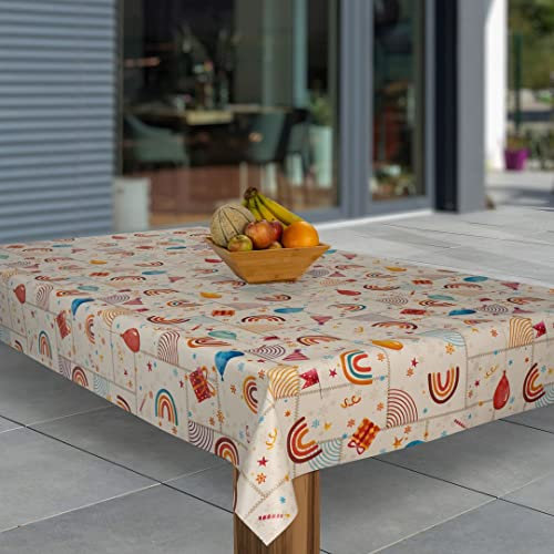 laro Wachstuch-Tischdecke Abwaschbar Garten-Tischdecke Wachstischdecke PVC Plastik-Tischdecken Eckig Meterware Wasserabweisend Abwischbar, Muster:Geburtstag Feier Karneval, Größe:110x180