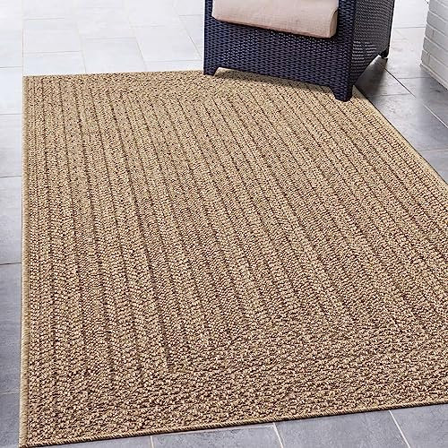 CARPETIA Robuster In- und Outdoor Teppich modern Jute Look wetterfest Balkon Terrasse Esszimmer 200x290 cm